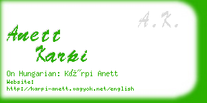 anett karpi business card